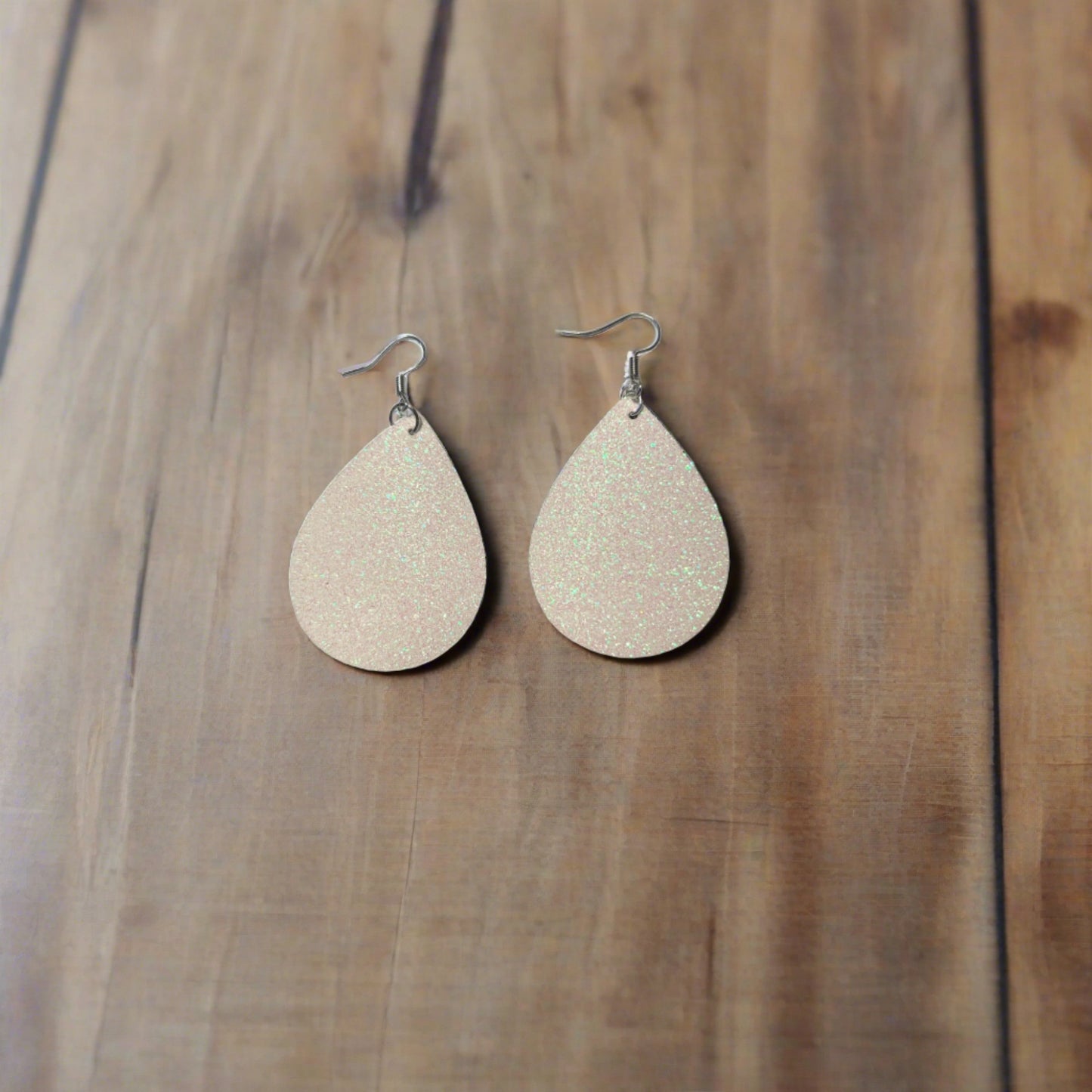Glitter white Teardrop Earrings