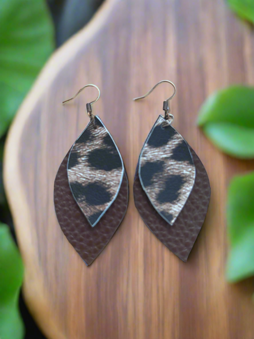 Cheetah Print Layered Earrings