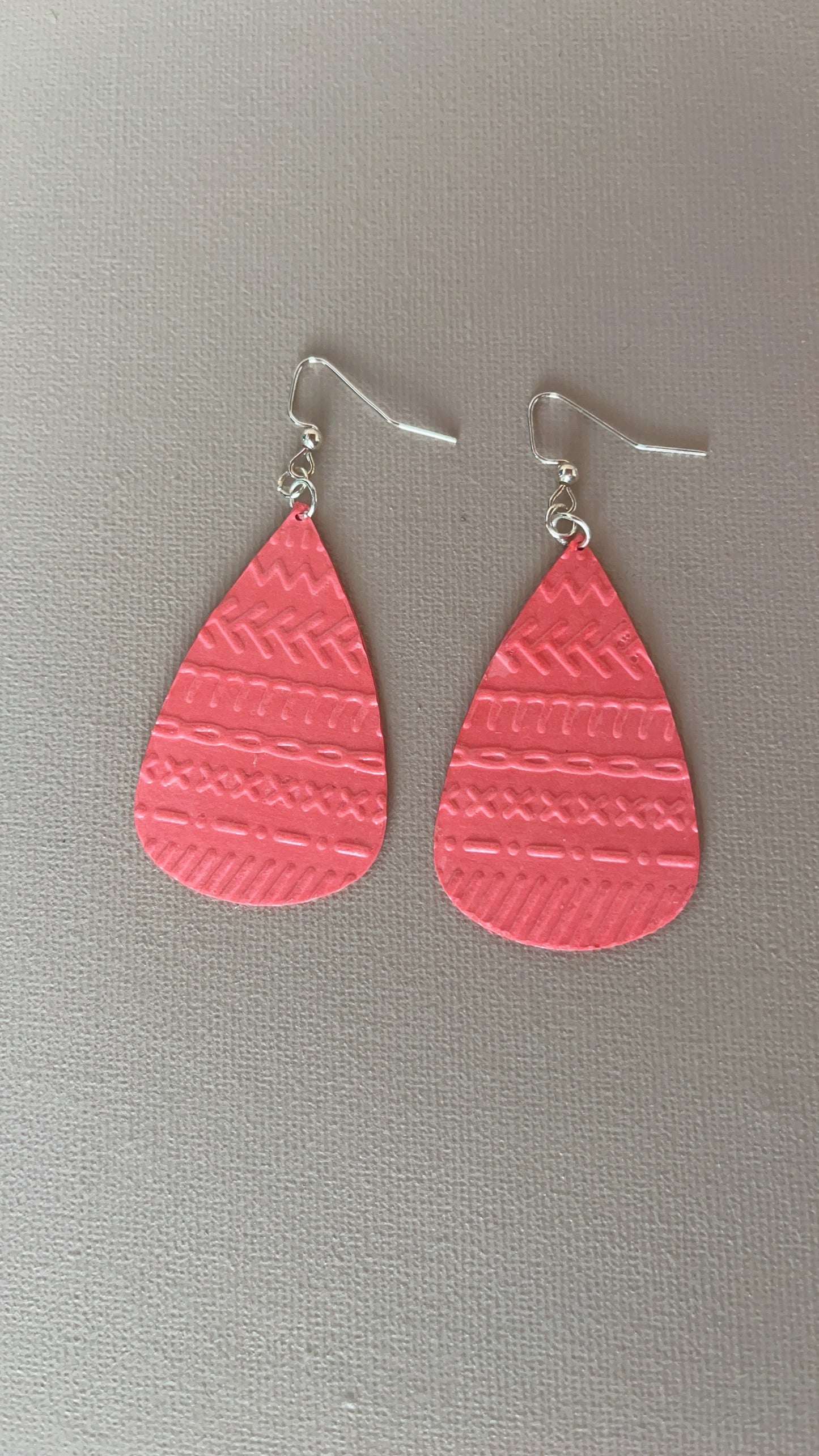 Pink Sweater Teardrop Earrings