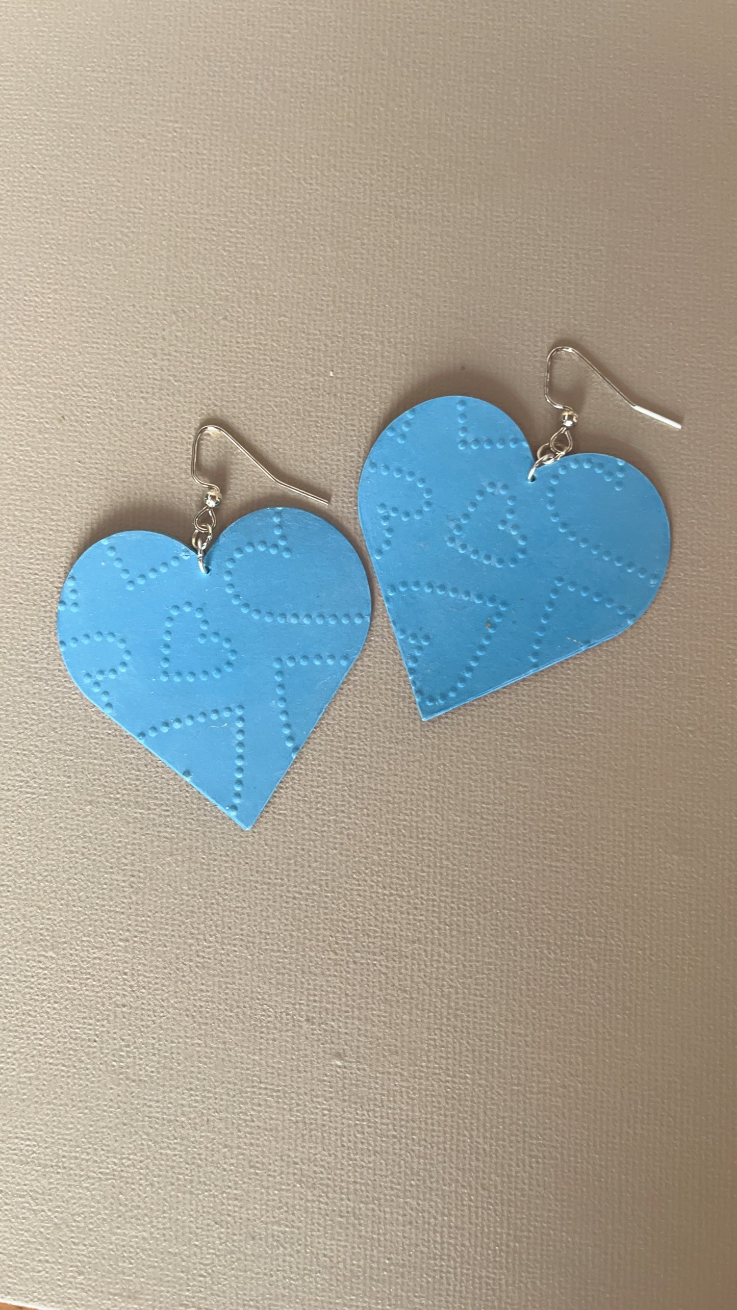 Large Blue Heart Earrings