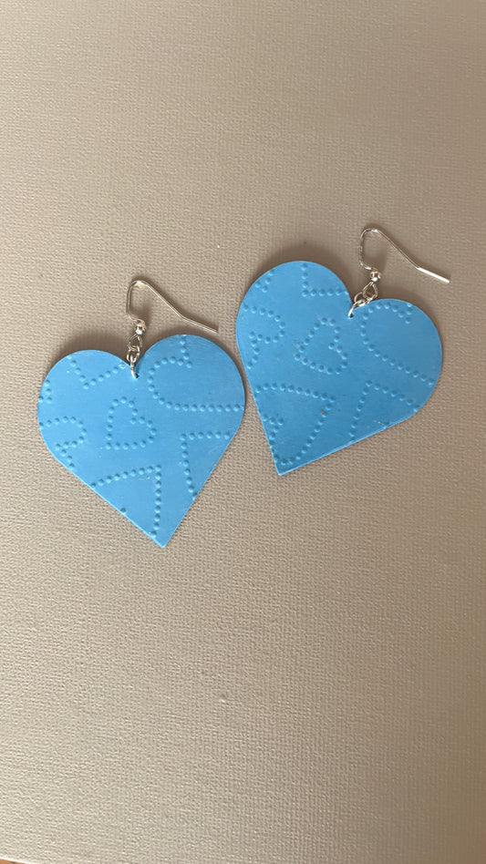 Large Blue Heart Earrings