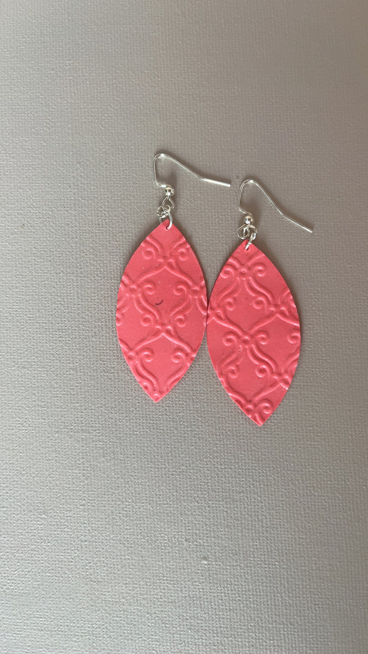 Pink fancy embossed earrings