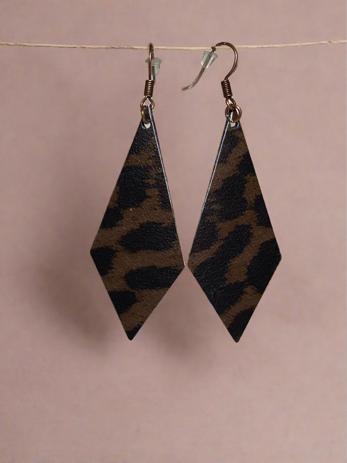 Dark brown animal print earrings
