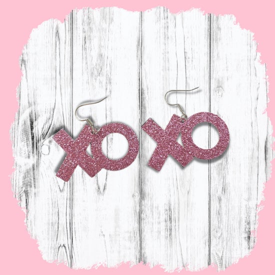 XO Glitter Faux Leather Earrings