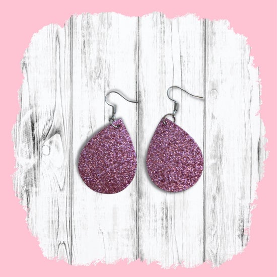 Pink Glitter Teardrop Earrings